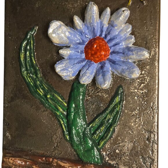 Metal Flower Sculpture OOAK Modern Art Home Decor Floral Statue - Picture 2 of 16